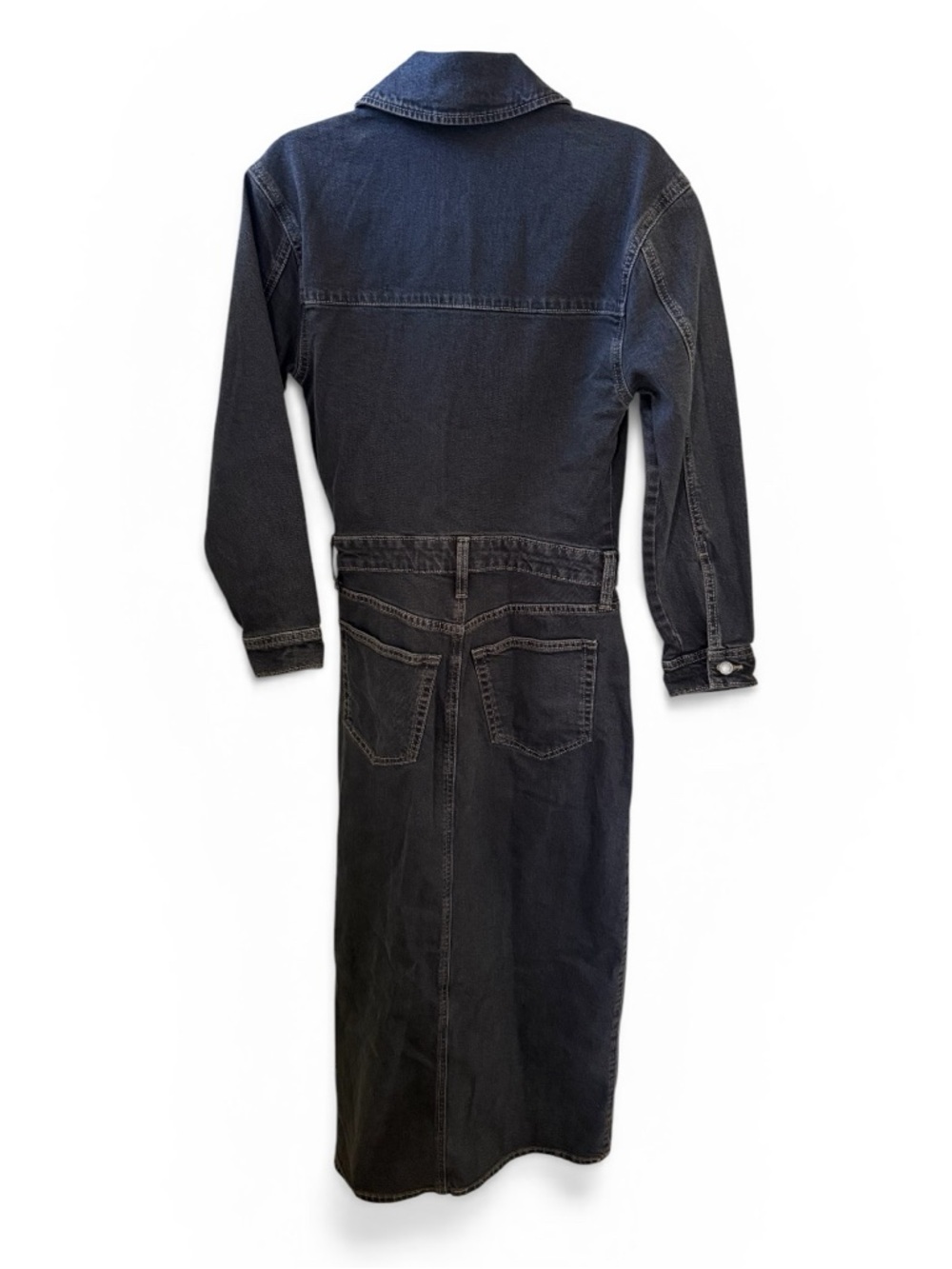 Black Denim Dress - Button Front - Picture 3 of 3